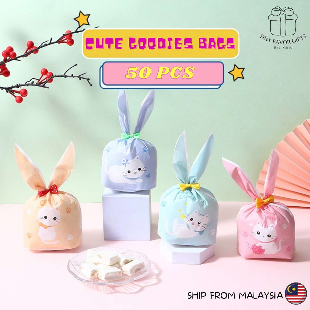 50pcs 4in1 Cute Rabbit Ear Plastic Bag Doorgift Goodies Bag Packaging ...