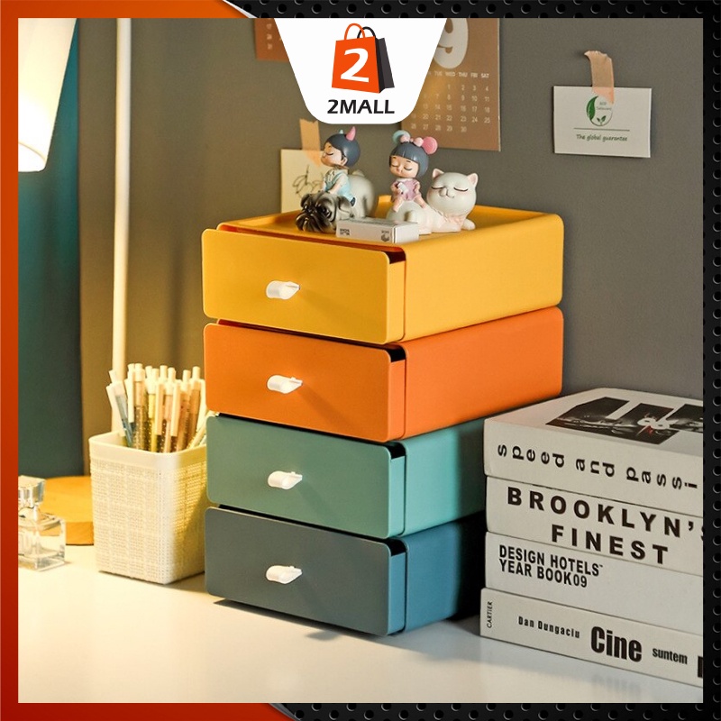 2MALL 1set 4pcs Plastic Storage Organizer Stackable Desktop ...