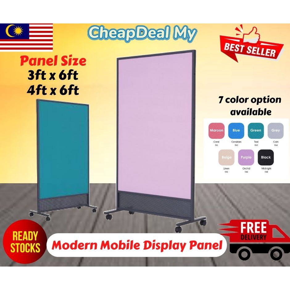 Modern Mobile Display Panel / display partition 3ft(W) x 6ft(H) / 4ft(W) X 6ft(H) 7 colours