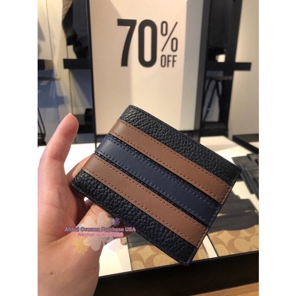 Coach Slim Billfold Wallet with Varsity Stripe Shopee Malaysia