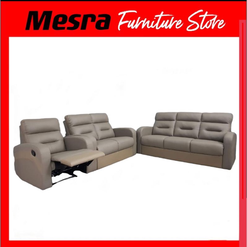 Half leather sofa set with 1 recliner Shopee Malaysia