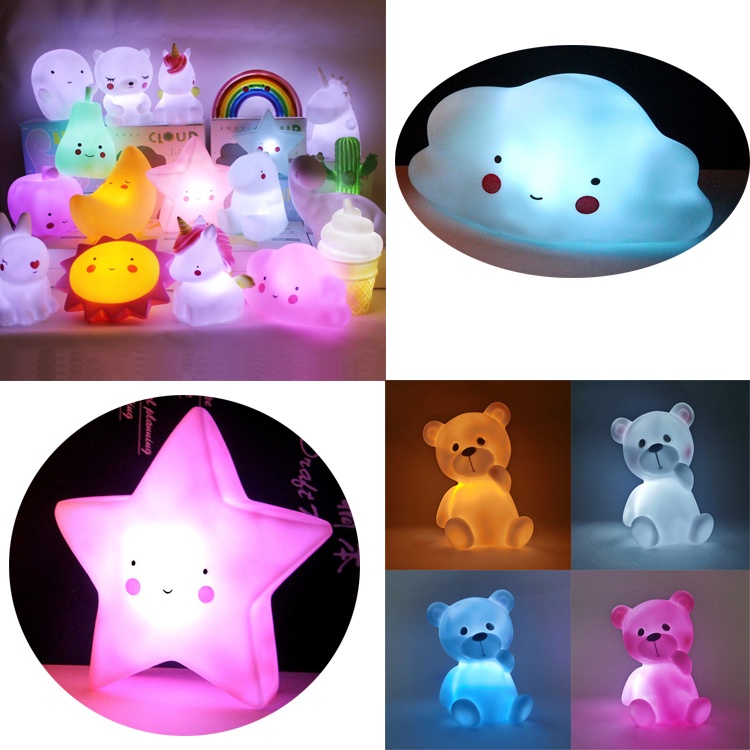 LED Cartoon Night Light Unicorn Cloud Star Sun Moon Table Light