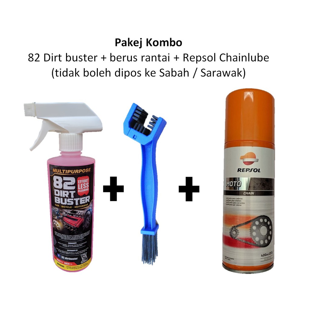 Package 82 Dirt Buster Degreaser REPSOL MANNOL Chain Lube Brush Motorcycle