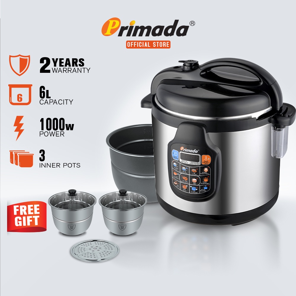 Primada 6 Liter Pressure Cooker PC6030 FREE GIFT Shopee Malaysia