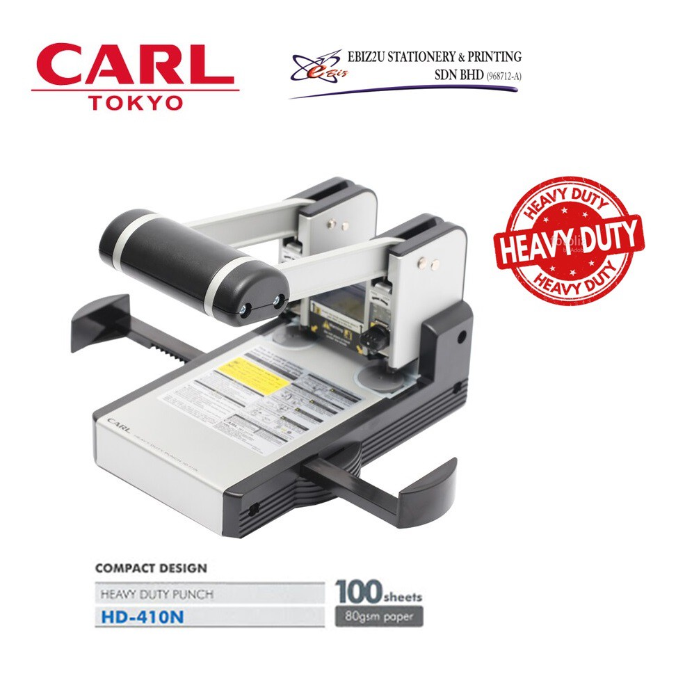 Carl HD410N 2Hole Heavy Duty Puncher 100 sheets (penumbuk, puncher