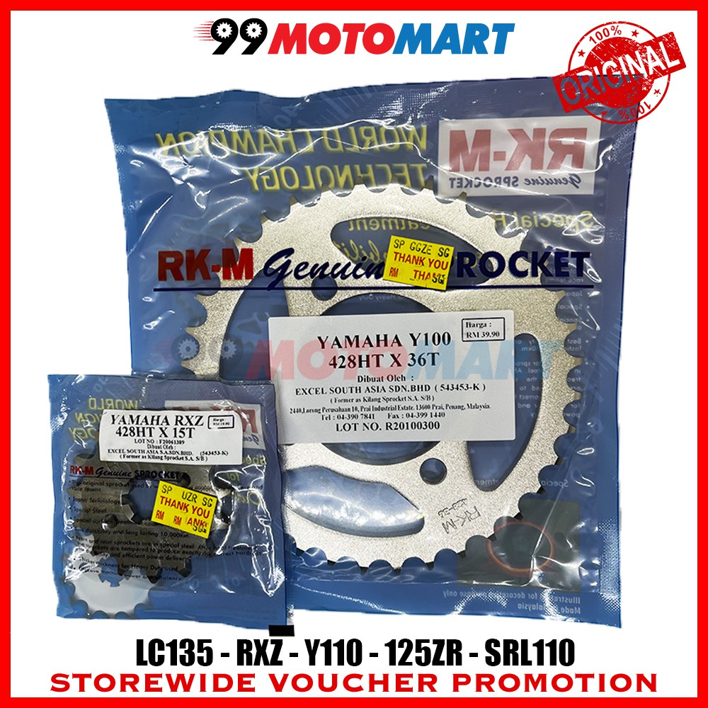RKM Sprocket LC135 RXZ 428 Rear Sprocket Front Sprocket 125ZR Y110