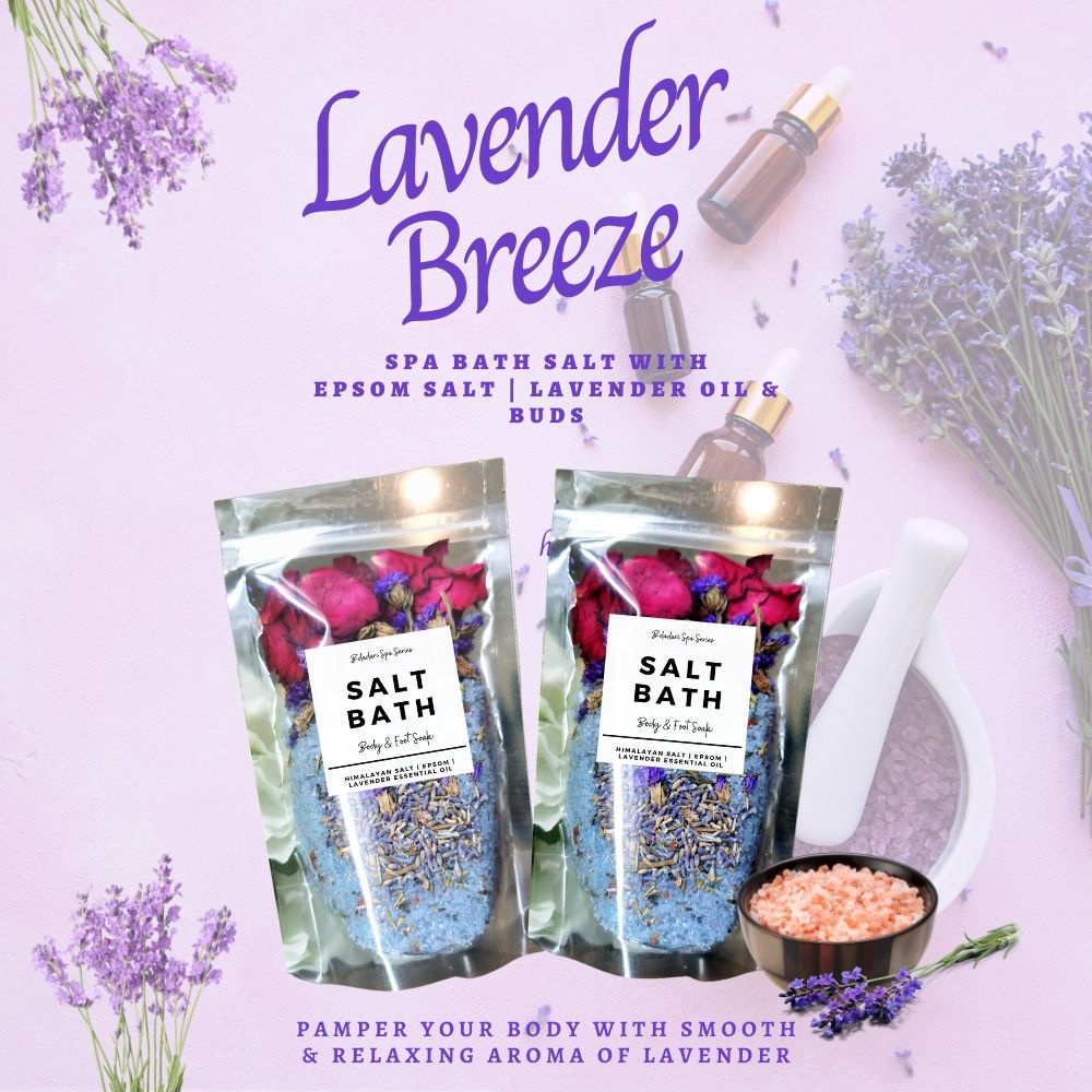 Calming & Sleep Himalayan Salt Bath With Lavender & Epsom Salt / Body & Foot Soak / Mandian Aura