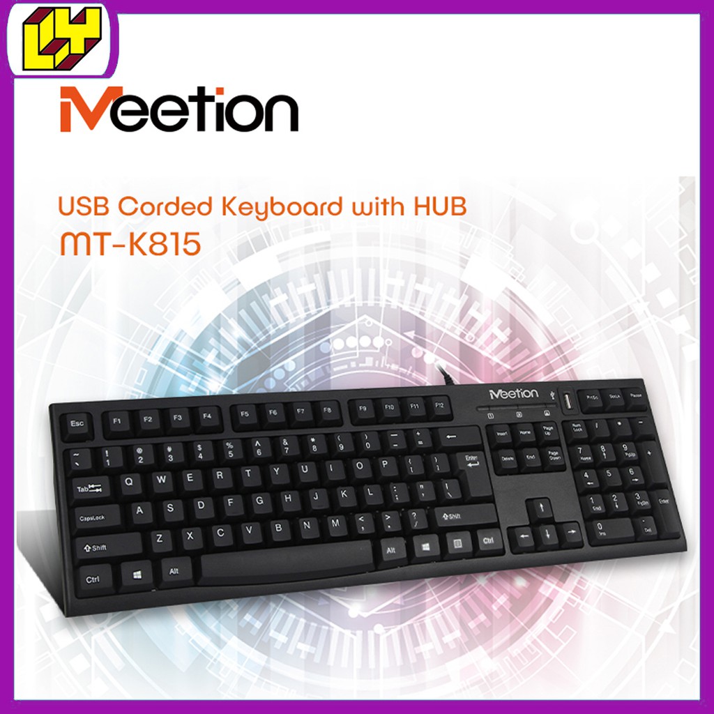 Wired Keyboard with USB Ports Keyboard Murah MeeTion K815 Keyhub Hub