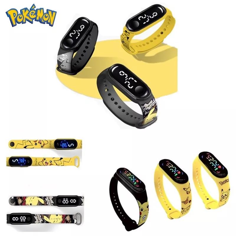 Pokemon 手表 LED 电子 Watch Fashion Colorful Bracelet Touch 防水