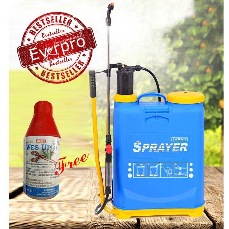 Sprayer 16L Knapsack Manual Power Sprayer Free Herbicide Racun Rumpai ...