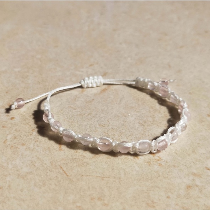 Original Crystal Moon Women's Macrame Rope Bracelet - ROSE QUARTZ ...