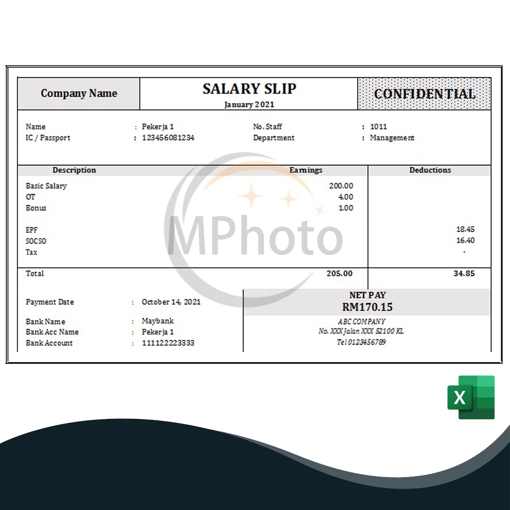 Template Slip Gaji Payslip Auto Calculation Full Edition Excel Not