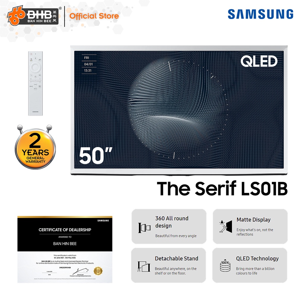 Samsung The Serif LS01B 55 Inch QLED 4K Smart TV Matte Display 120Hz ...