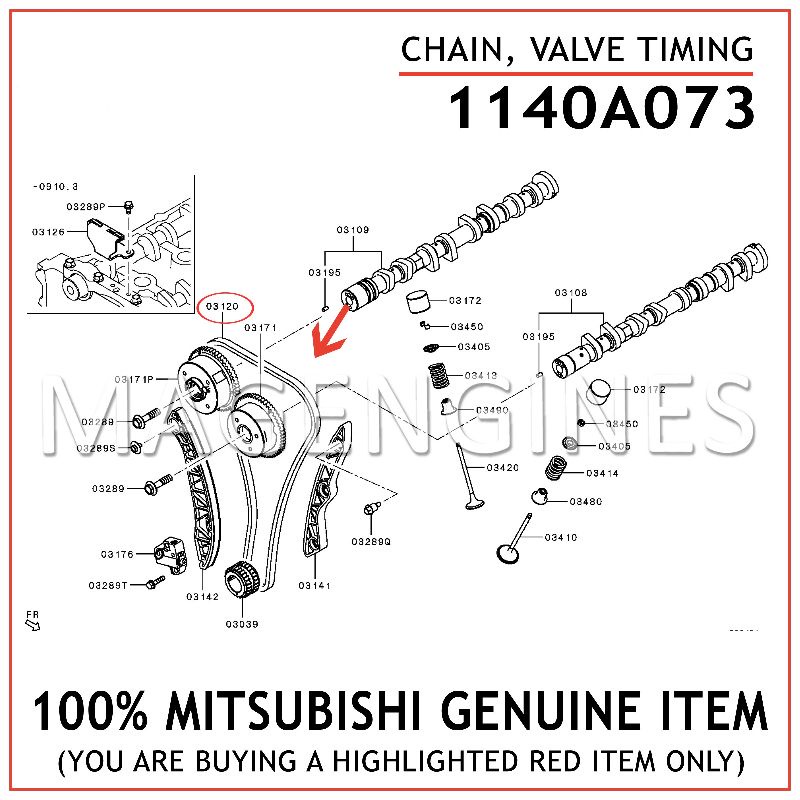 timing chain Mitsubishi lancer/asx/outlander/proton inspira/evolution