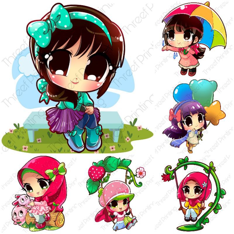 Girl chibi heat transfer sticker/ iron on sticker | Shopee Malaysia