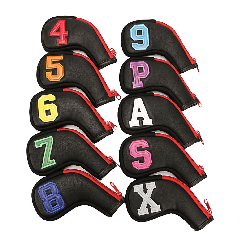 10pcs Synthetic Leather Waterproof Colorful Big Numbers Zipper Golf