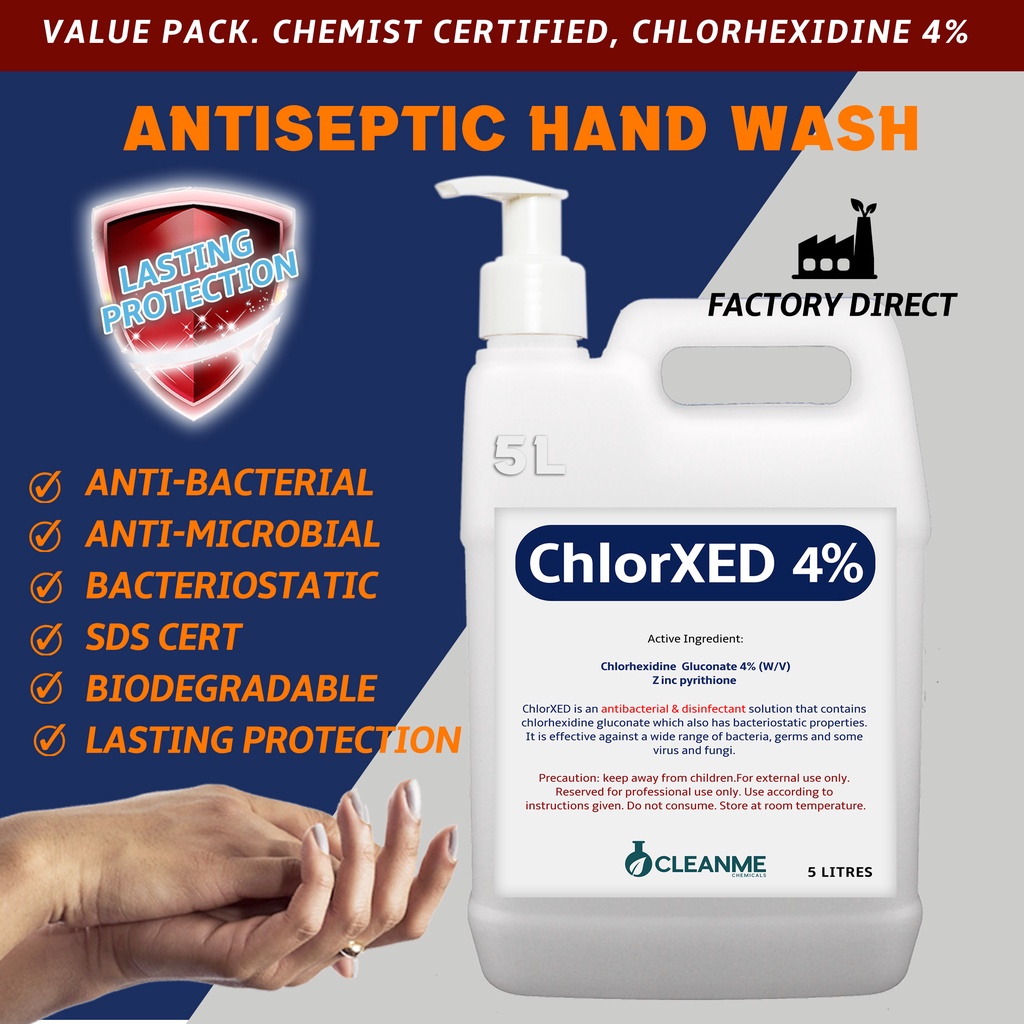Cleanme ChlorXED 4 antiseptic hand wash with chlorhexidine and Zinc