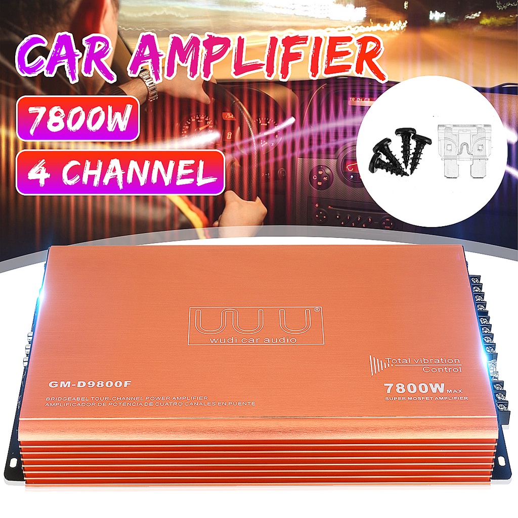 7800W 4 Channel Car Amplifier Speaker Vehicle Amplifier 12V Power 