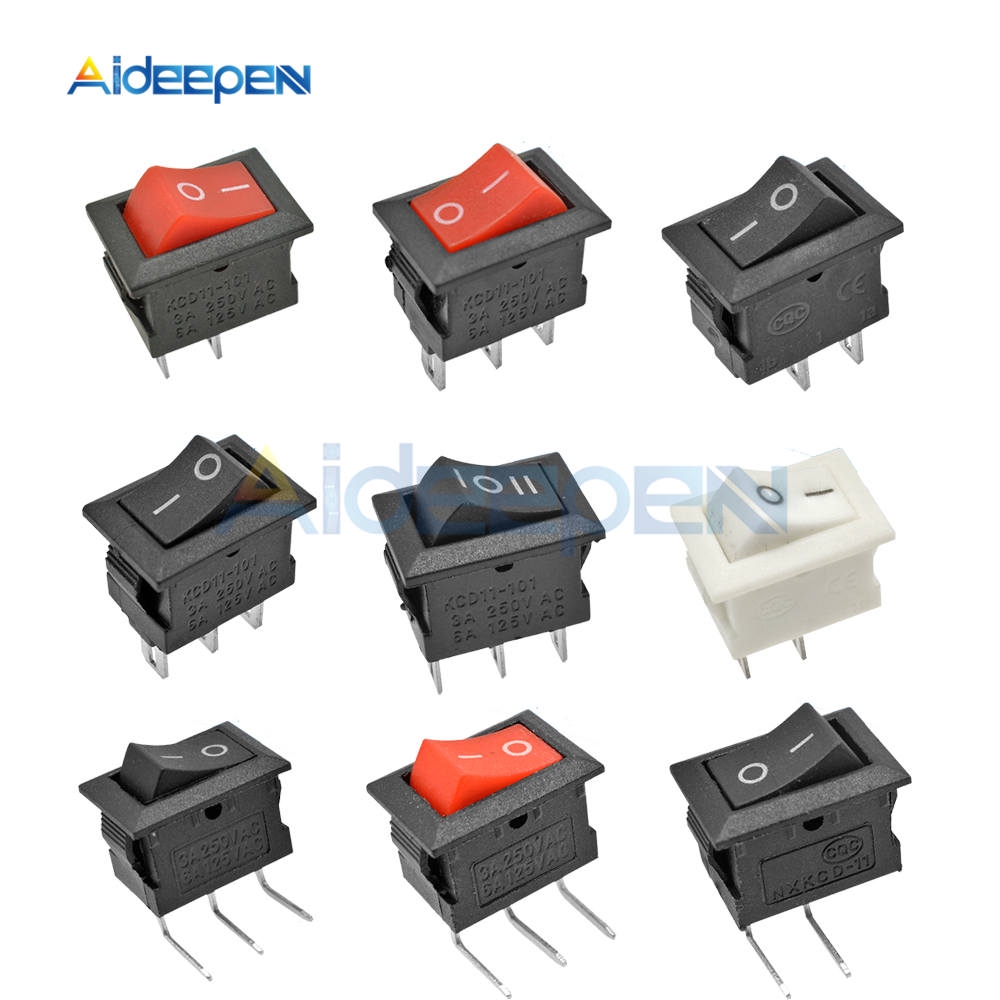 5PCS KCD11 2pin 3Pin ON-OFF 3A 250V 10*15MM Small Boat Rocker Switch ...
