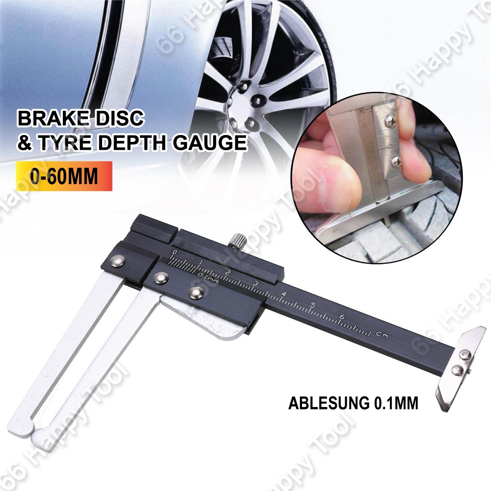 Brake Disc &amp; Tire Depth Gauge Aluminum Brake Disc Caliper Tyre Tread Depth Measurement Tool ...