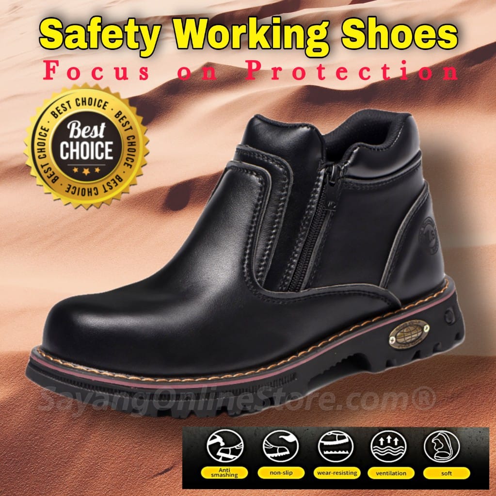 Safety Shoes Boots Men Kasut Safety Kasut Besi Kerja Steel Toe Cap