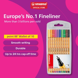 Stabilo Point 88 Wallet of 10 Colours - Fineliner