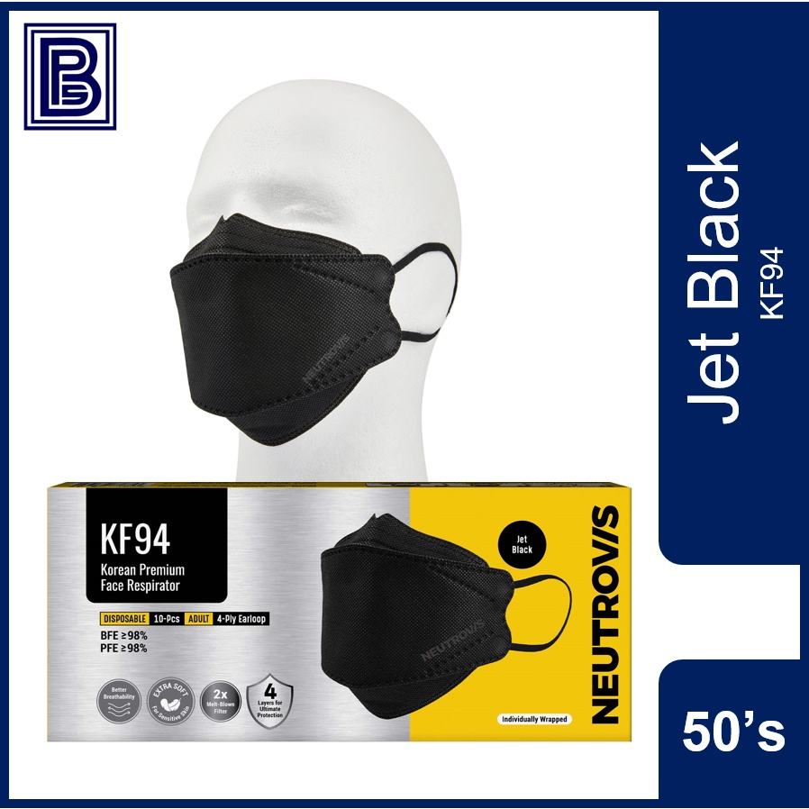 Neutrovis KF94 Korea Premium Face Respirator Jet Black (10's