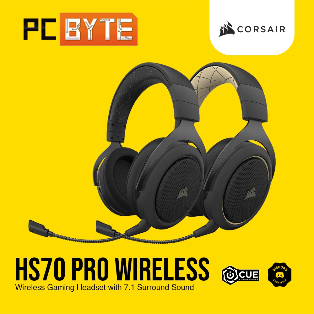 Corsair HS70 Pro Wireless Gaming Headset Carbon Cream Shopee