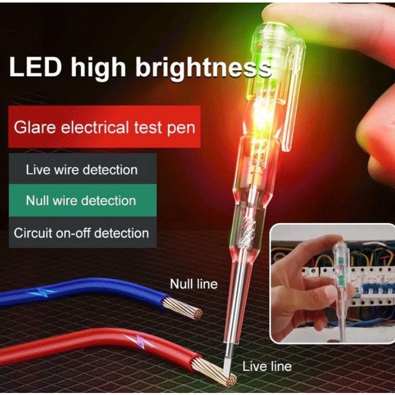 [ 1 PC ] - Test Pen uji Volt Electricity Detector Tester LED Light ...