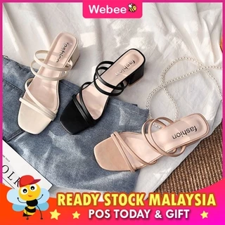 READY STOCK💝WEBEE Dianelle Women Midi Heels Women's High Heels Shoes Kasut Wanita Heel 2 Ways to Wear A12