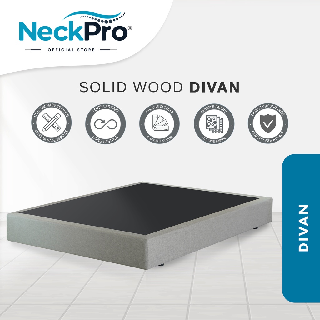 NeckPro Customized Solid Wood Divan Bed Frame Queen/King/Single/Super