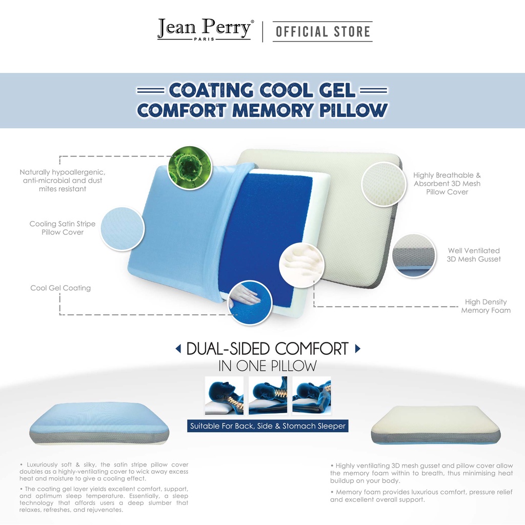 Jean Perry Coating Cool Gel Memory Pillow Shopee Malaysia