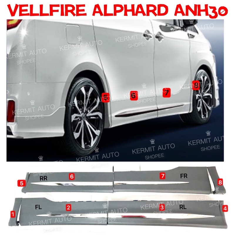 VELLFIRE ALPHARD 2015-2021 SIDE SKIRT / MODELLISTA ANH30 DOOR PANEL /  Material : PP | Shopee Malaysia