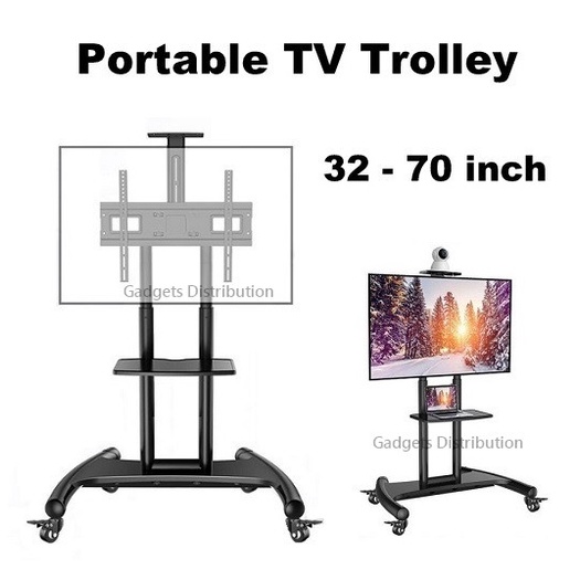 w/ Top Shelf SM AVA1500-60-1P 32 to 70 inch Portable TV Trolley Stand ...