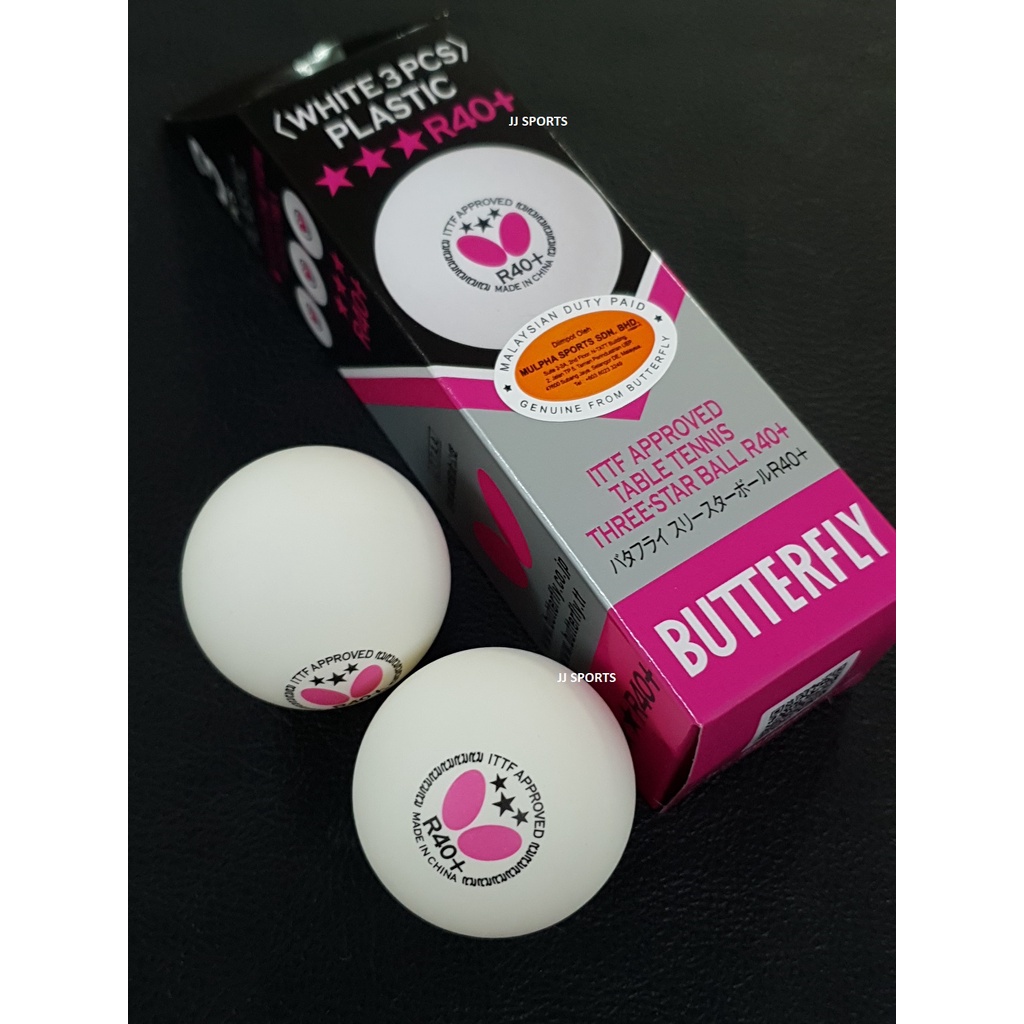 Butterfly 3Star R40+ Plastic Table Tennis Ping Pong White Ball 40mm (3