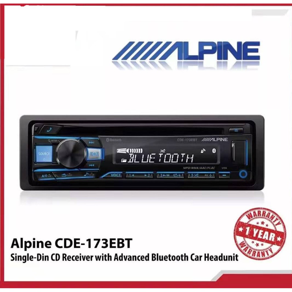Alpine CDE173EBT SingleDin CD Receiver with Advanced Bluetooth Car