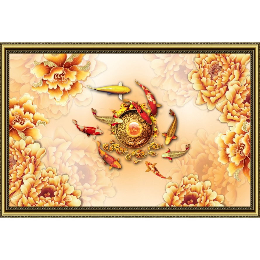 Vtc 3D wall painting of the Nine Fishes Assembly Lunawall kim sa ...