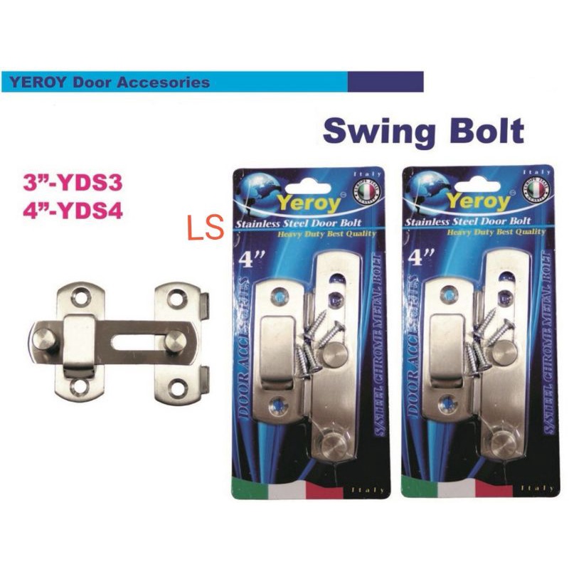 LS GEMILANG YEROY 2'' 3'' 4'' S/S SWING DOOR BOLTS DOOR LOCK pintu lock
