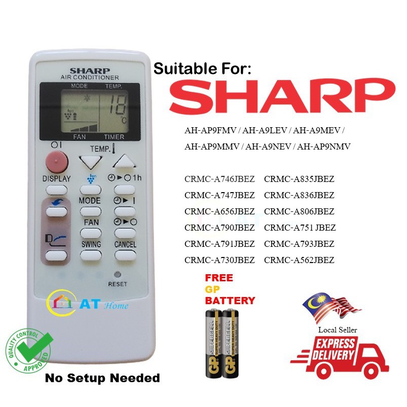 Sharp Air Cond Remote Control Replacement Ion Aircon with FREE BATTERY