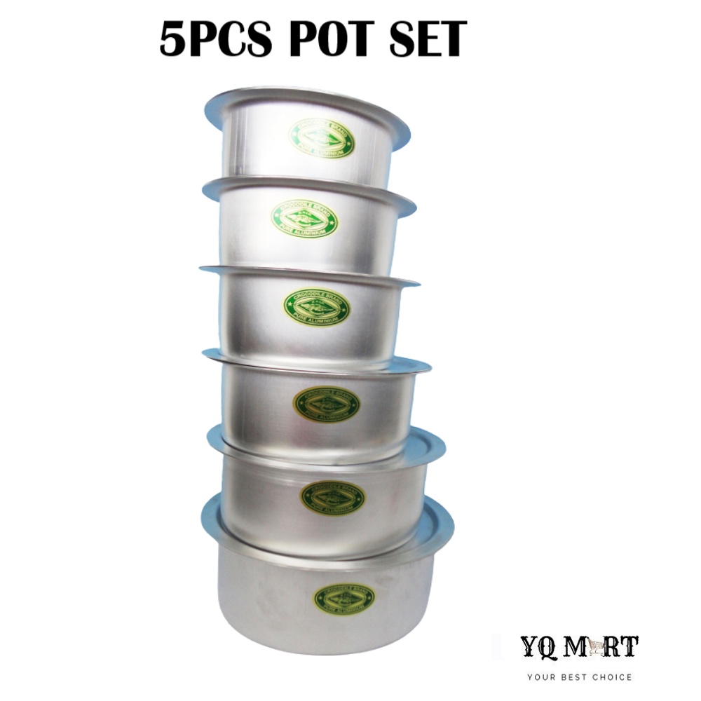 5PCS Pot Set/ 5PCS Pot Cap Buaya BUATAN MALAYSIA Periul/ Multiple Size ...