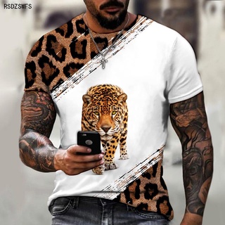 Men Letter Graphic Leopard Printed Tee Shirt Summer Casual Short
