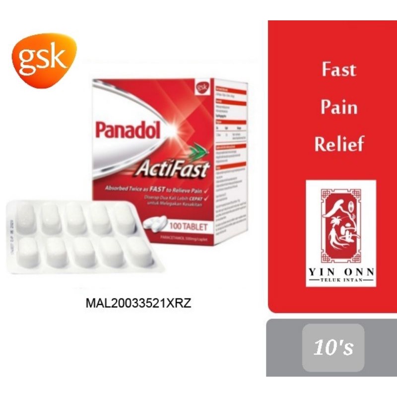 Panadol Actifast for Fast Pain Relief 1 strip (10 tablets) | Shopee ...