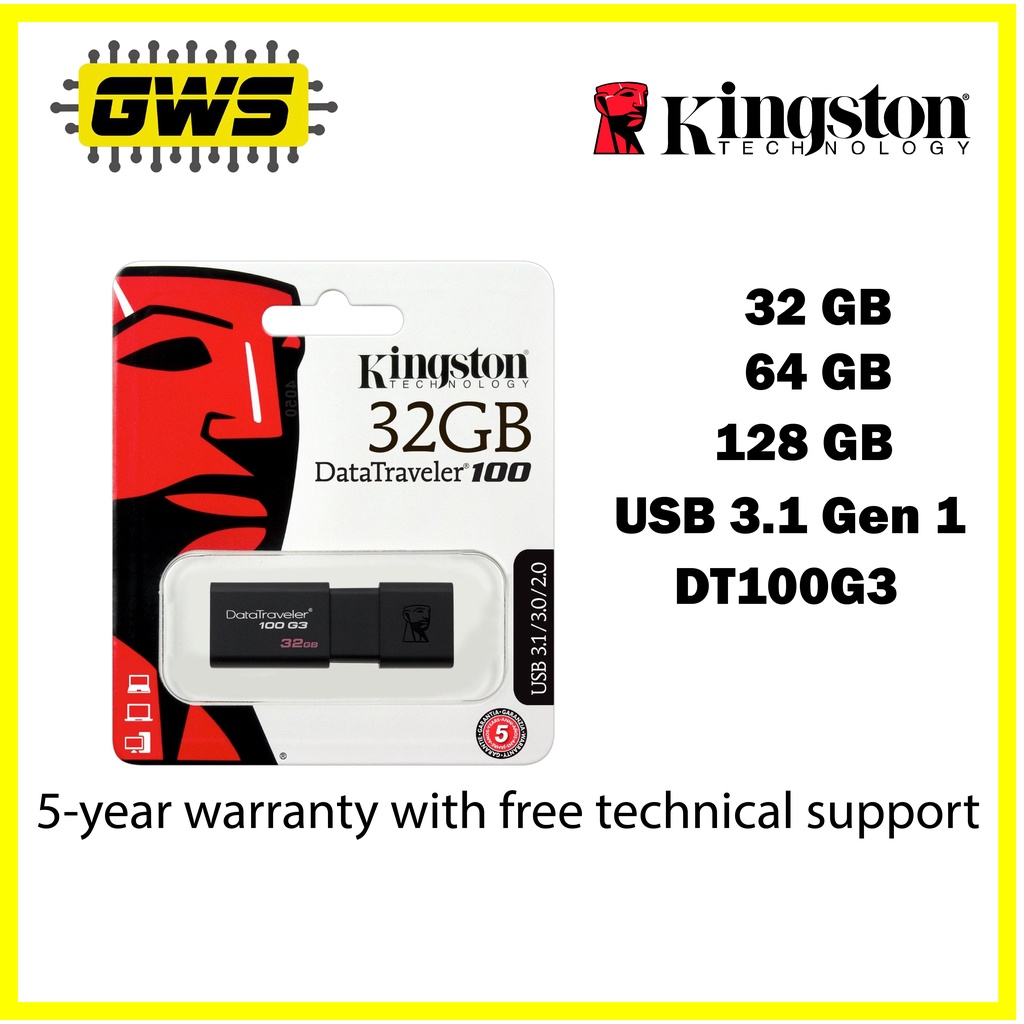 Kingston Pen Drive 128GB Kingston DT-100 USB 3.0 DT100G3/128GB