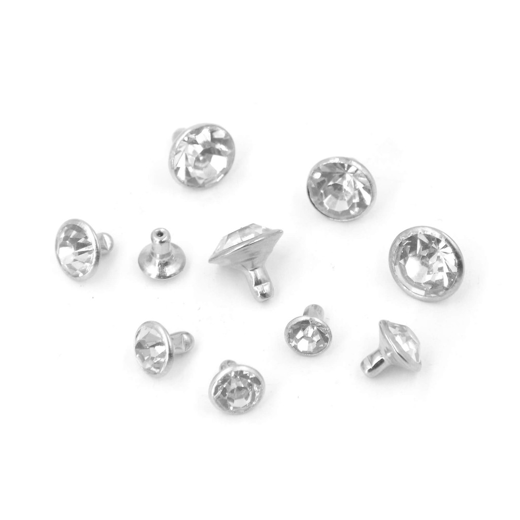 100pcs Silver Color Brass Material Glass Rhinestone Rivets Snap Rivets ...