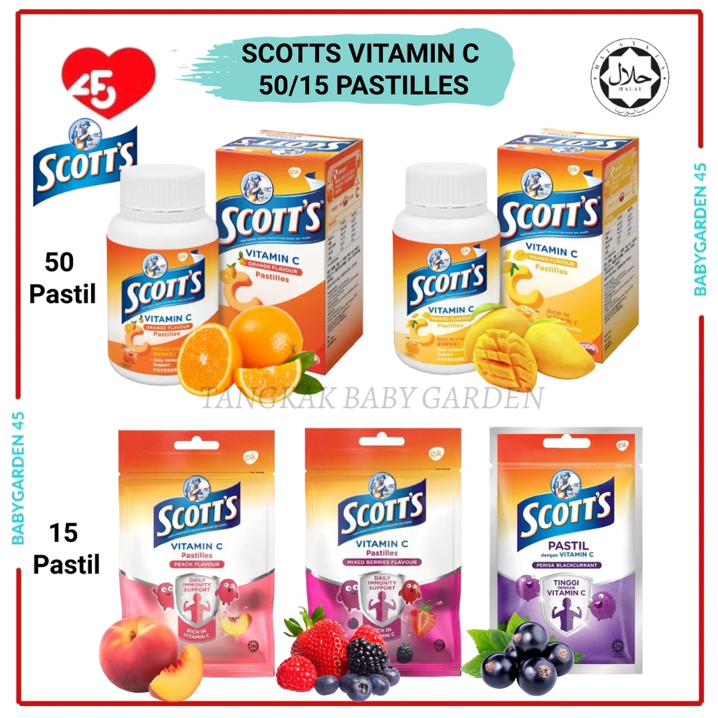 SCOTT'S VITAMIN C Pastilles -50s / 15s (orange/peach/mixed berry ...