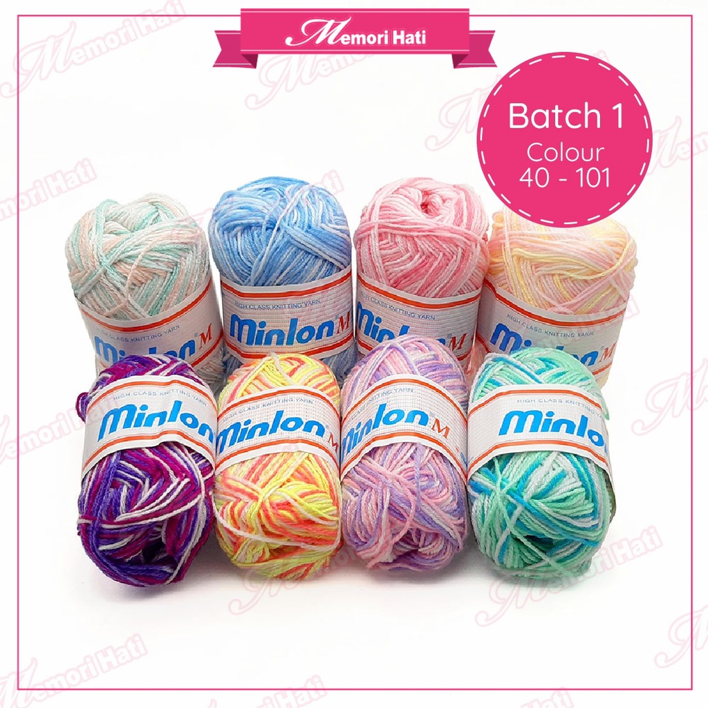 Benang Kait / Minlon M Mix Colour Yarn 45g / Batch 1 Colour 40 - 101 ...