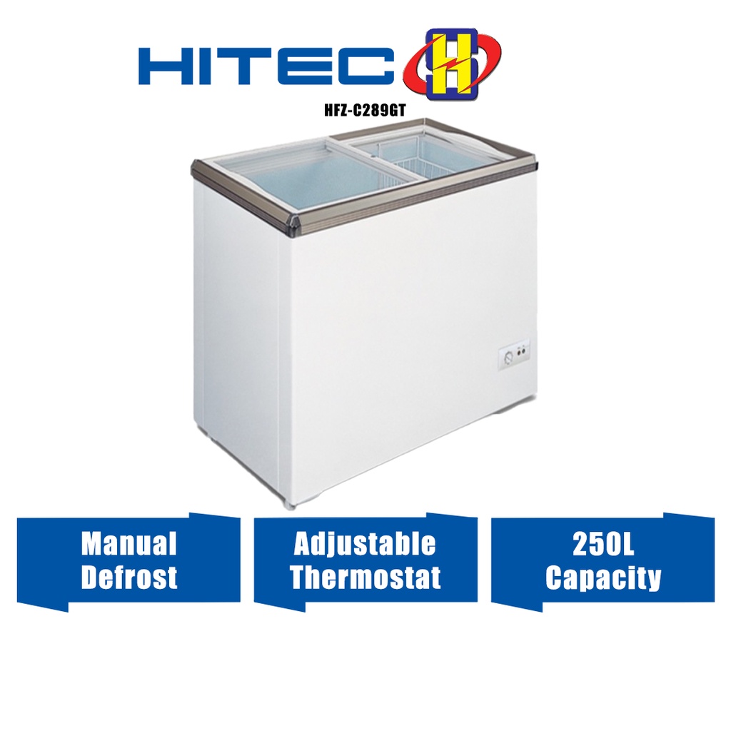 Hitec Chest Freezer (250L) Adjustable Thermostat Glass Top Chest