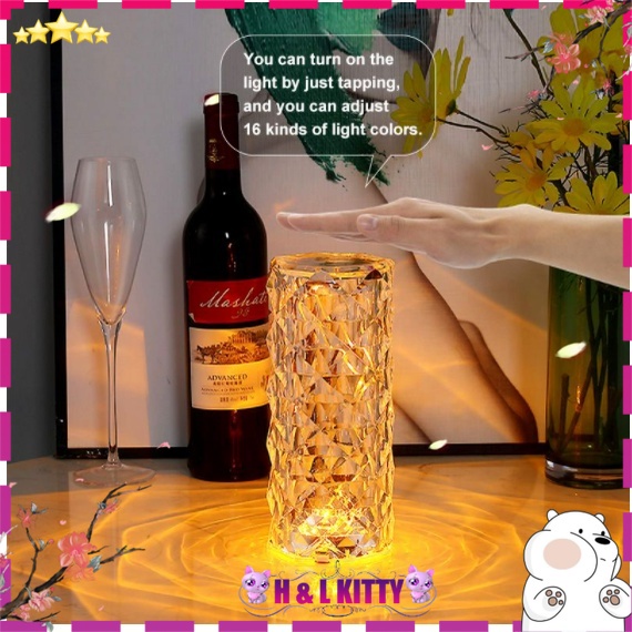 romantic rose touch lamp diamond table lamp bedroom 玫瑰水晶灯 | Shopee Malaysia