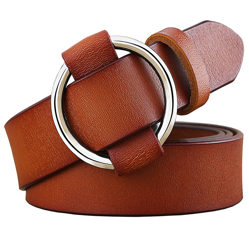 Fashion round ring buckle belt woman Genuine leather belts for women