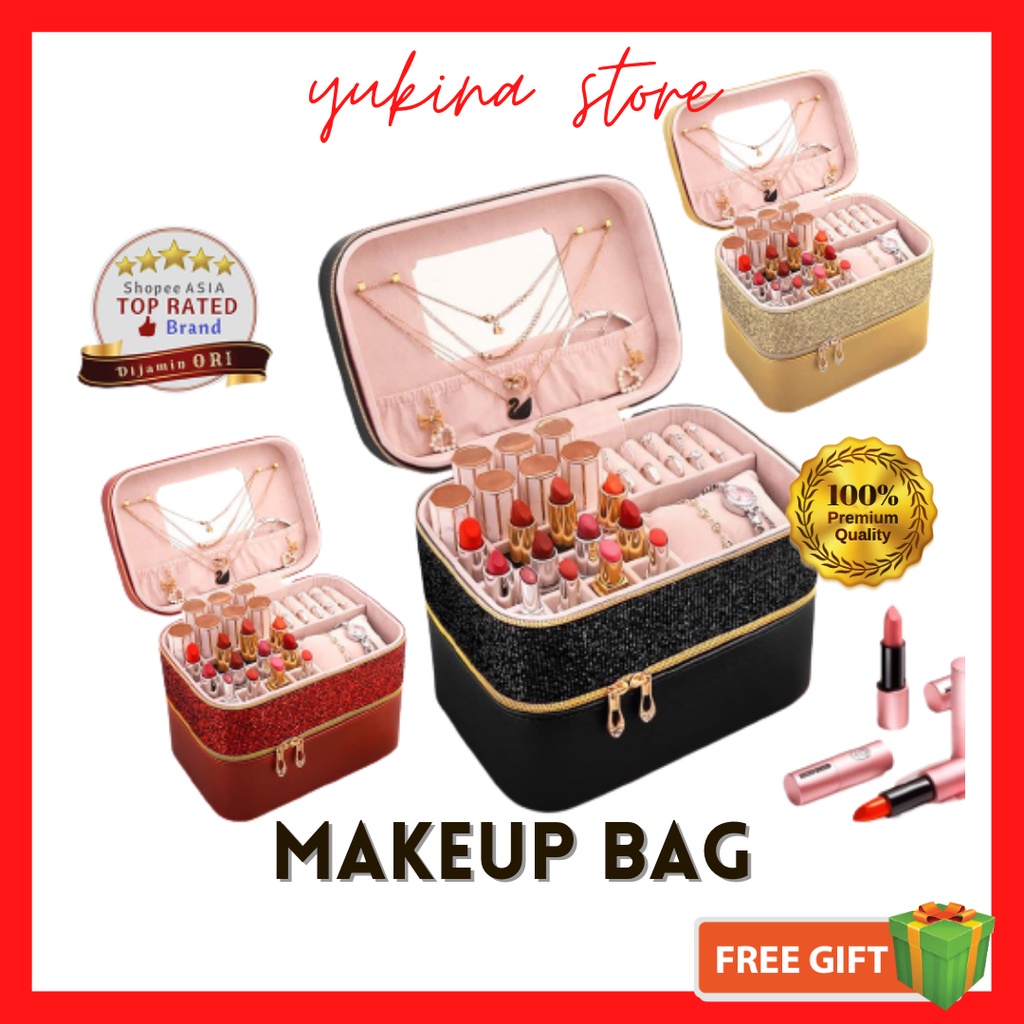MakeUp Bag Cosmetic Bag Case Makeup Organizer Make Up Box Storage Cosmetic  / Beg Kotak Makeup Penyusun Kosmetik